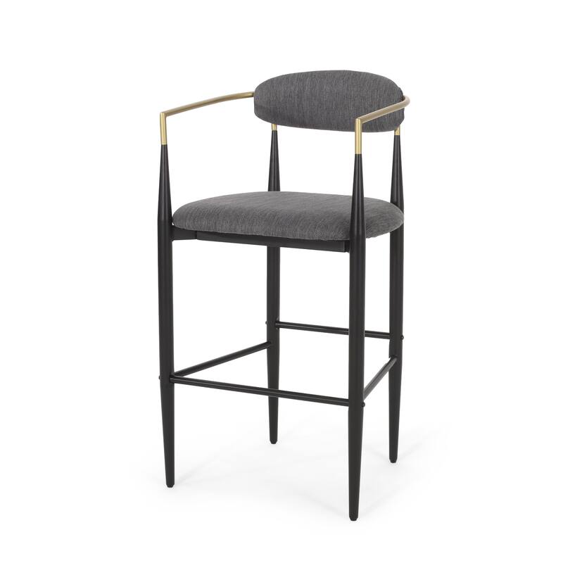 Counter Height Bar Stools Set of 2, Dining Bar Stool with Upholstered Seats, Kitchen Island Chairs with Backs and Iron Legs