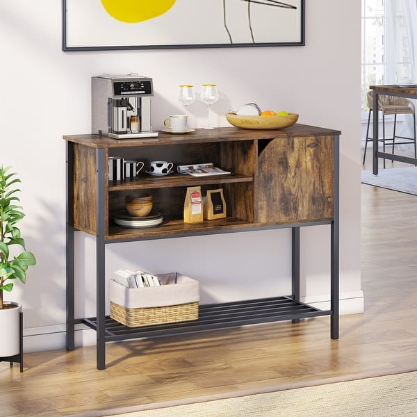 slide 2 of 22, Kitchen Sideboard Buffet Cabinet with Adjustable Shelves Console Table Rustic Brown