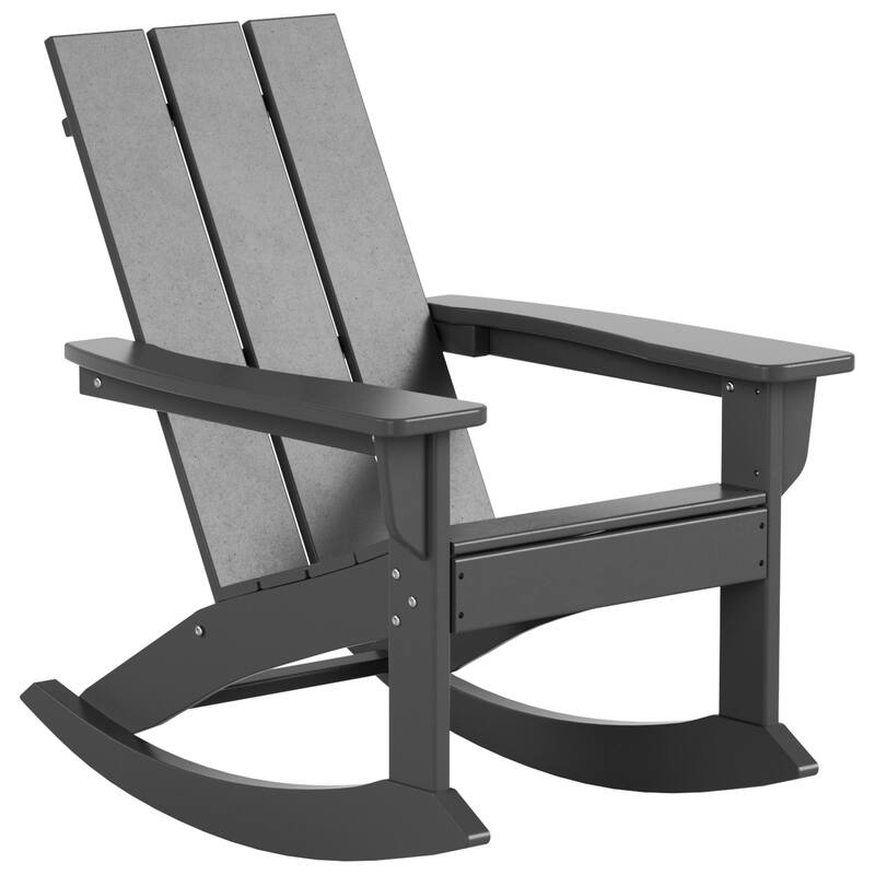Shoreside Modern Eco-Friendly All Weather Poly Adirondack Rocking Chair - Gray