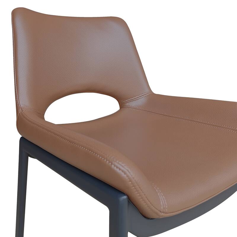 Contemporary Faux Leather and Metal Dining Chair, Set of 6