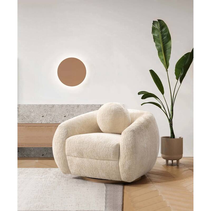 Manhattan Comfort Modern Tribeca Chenille Accent Chair - Cream - Single