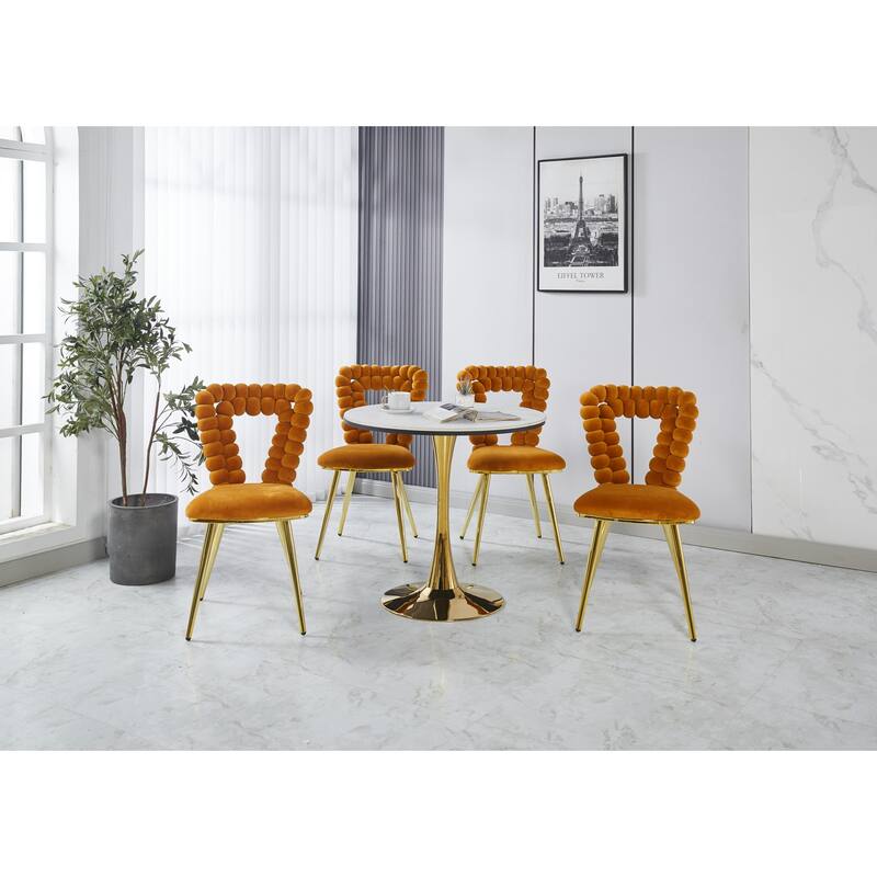 Orange Modern 22.04" Accent Chairs with Iron Tube Legs and Comfortable Backrest (Set of 2)