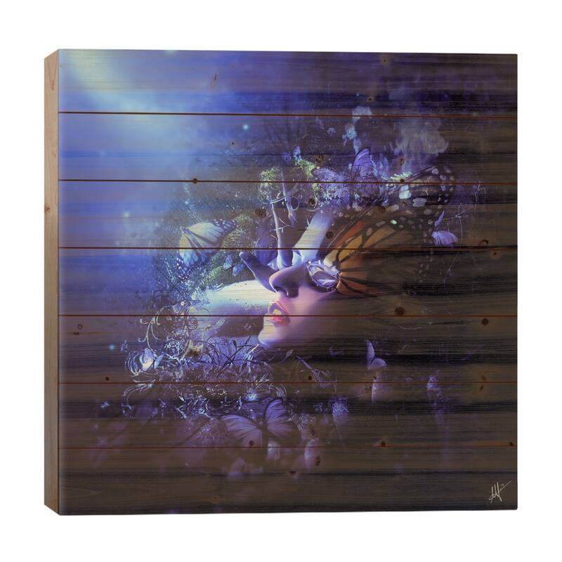 Last Travel Of The Butterflies Print On Wood by Mario Sanchez Nevado - Multi-Color - 26x26x1.5
