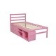 preview thumbnail 5 of 8, Pink Wood Twin Size Platform Bed Frame w/Removable Storage Shelves, Built-in Two Storage Drawers and Headboard for Kids, Teens