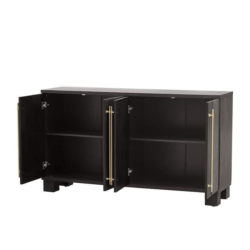 Traditional Minimalist Sideboard Storage Cabinet Buffet Cabinet with Adjustable Shelves and Gold Handles for Living Room