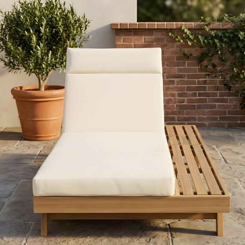 Outdoor Patio Lounge Chair, Adjustable Recliner with Headrest and Retractable Side Tray