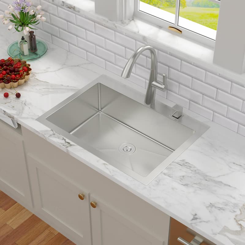 Kichae Robust Drop-in Kitchen Sink 30/33 inch Stainless Steel Kitchen Sink with Wide Flange