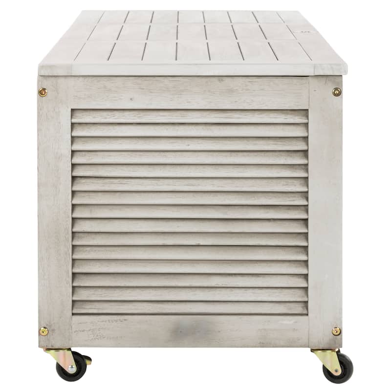 SAFAVIEH Outdoor Miah Cushion Solid Wood Storage Box - 47"W x 18"D x 19"H