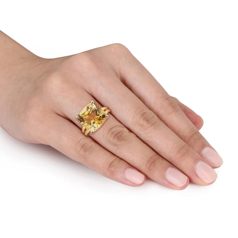 Miadora 10 1/2ct TGW Citrine Cocktail Ring in Yellow Plated Sterling Silver