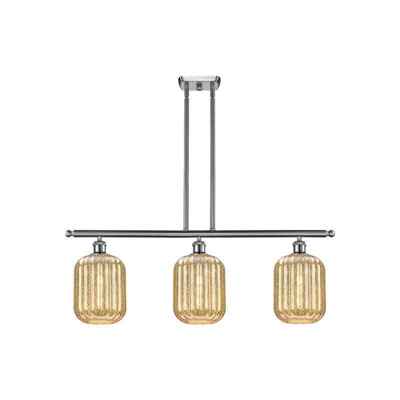 Innovations Lighting Endless Possibilities Ballston - Preston - 3 Light 36" Jar Shade Stem Hung Island Light - Mercury/Brushed Satin Nickel