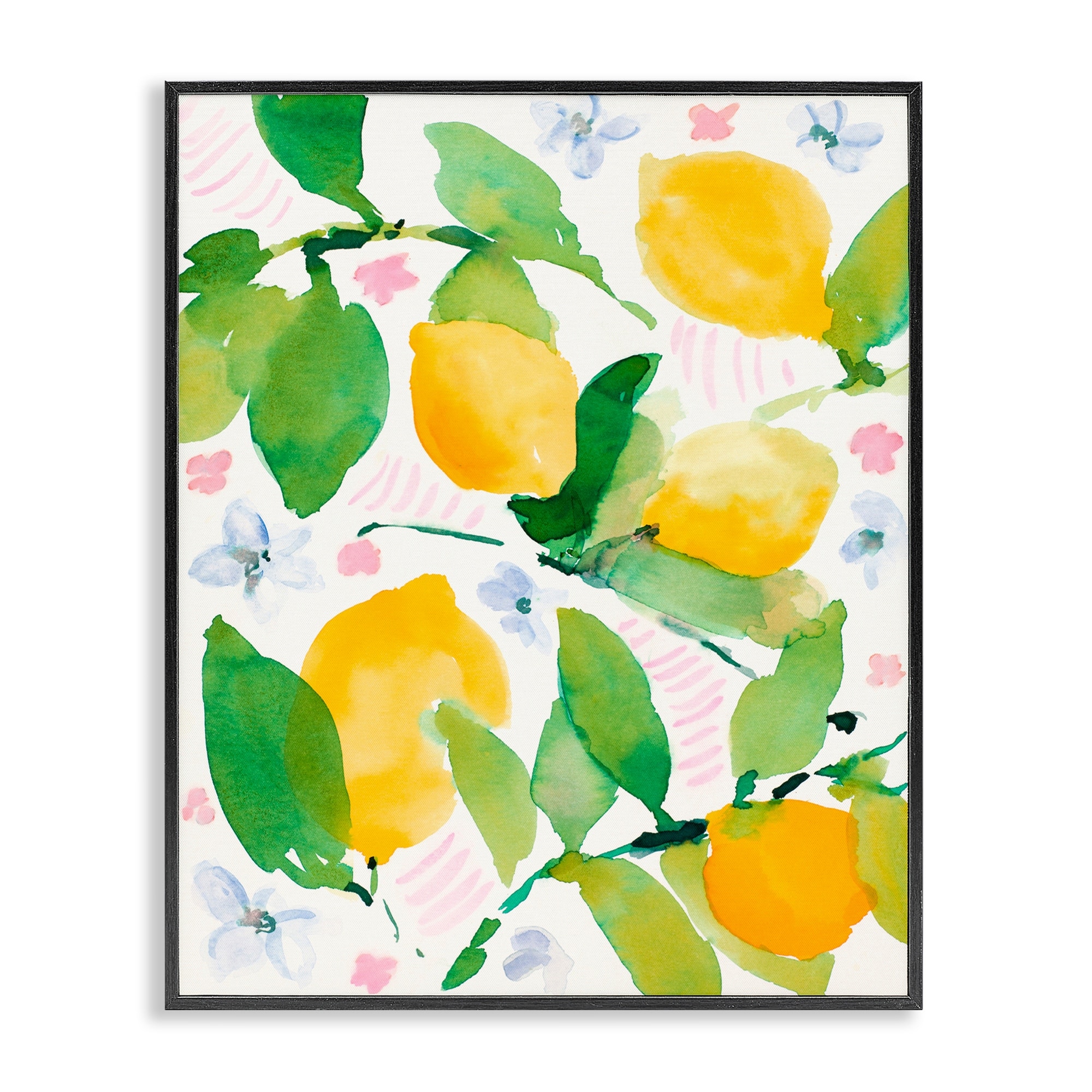 Stupell Garden Lemons with Pastel Florals Framed Giclee Art Design By Lanie Loreth