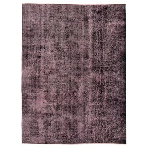 ECARPETGALLERY Hand-knotted Color Transition Dark Purple Wool Rug - 5'7 x 7'10
