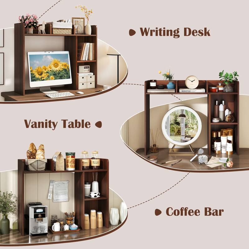 Costway Desk Bookshelf Desktop Storage Organizer Display Shelf Rack