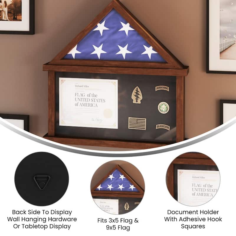Glass Front Flag Display Case with Certificate Holder