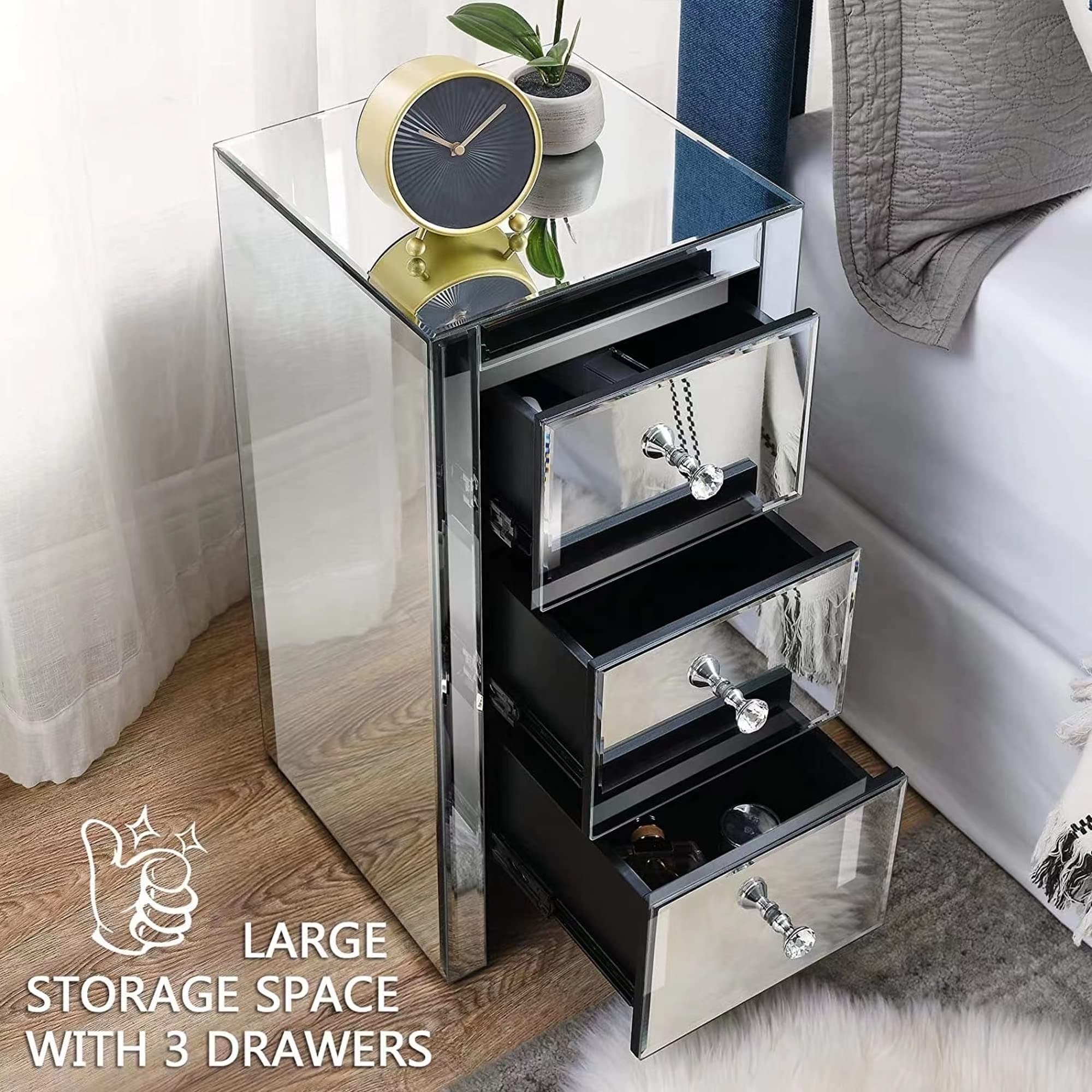 Small silver nightstand discount