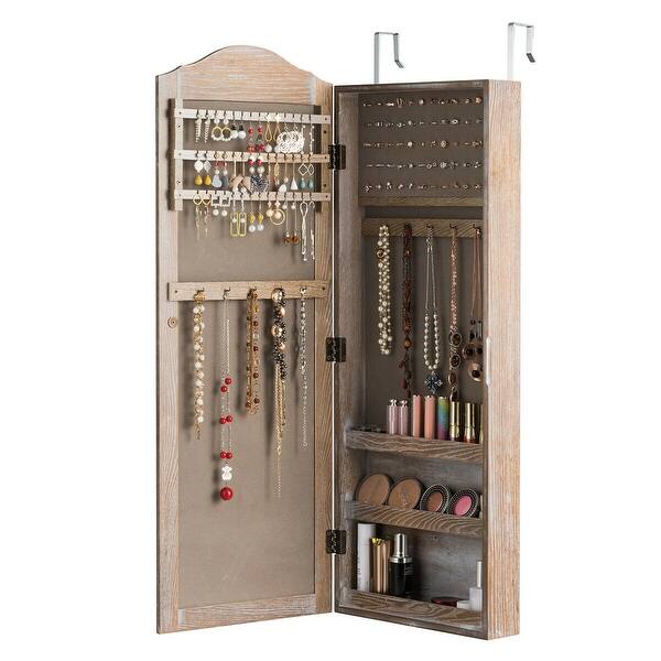 Gymax Jewelry Cabinet Wall Door Mounted Rustic Jewelry Armoire On Sale Overstock 28979208