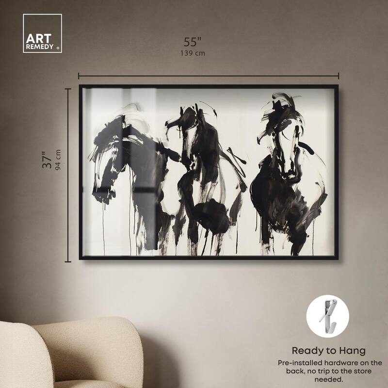 Horses in Ink Shadowbox by Art Remedy