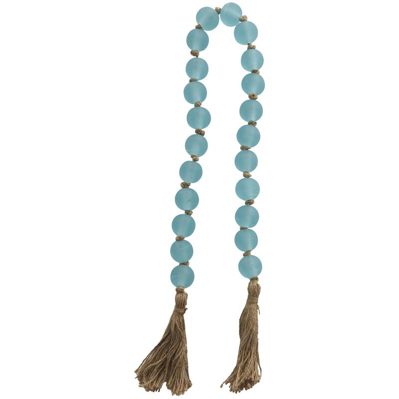 Glass Handmade Round Beaded Garland with Tassel with Knotted Brown Jute - Roche River Decor