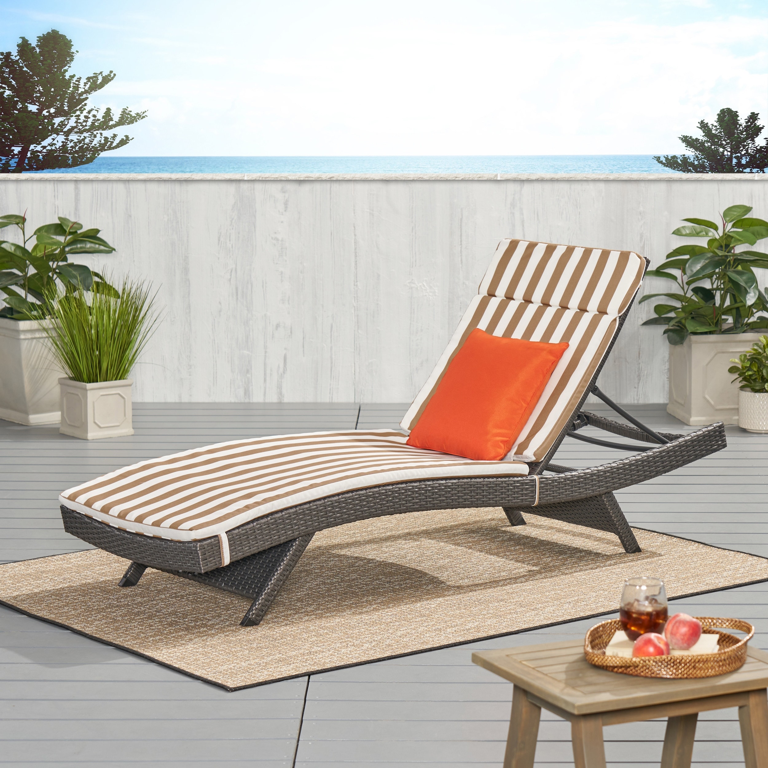 Salem Outdoor Wicker Adjustable Chaise Lounge with Cushion by Christopher Knight Home
