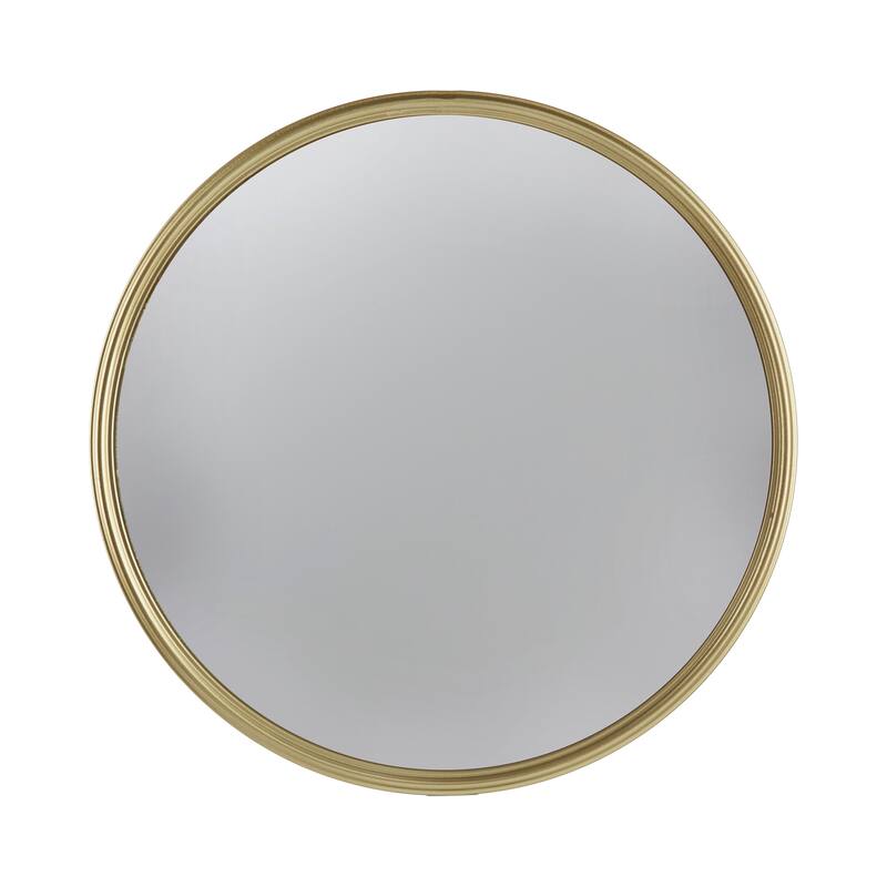 Gold Round Mirror Mirror with Iron Frame - Gold