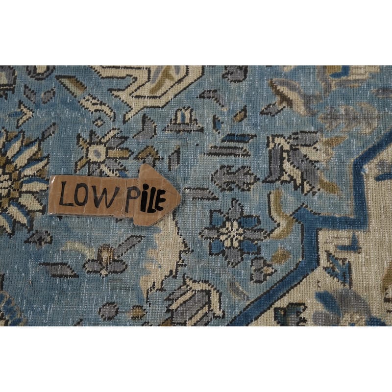 Geometric Blue Tabriz Persian Area Rug Floral Handmade Wool Carpet - 6'7"x 9'6"