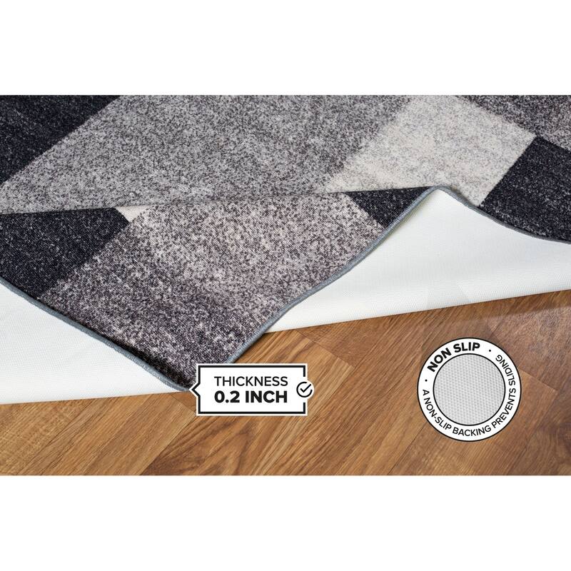 World Rug Gallery Modern Boxes Design Non-slip (Non-skid) Area Rug