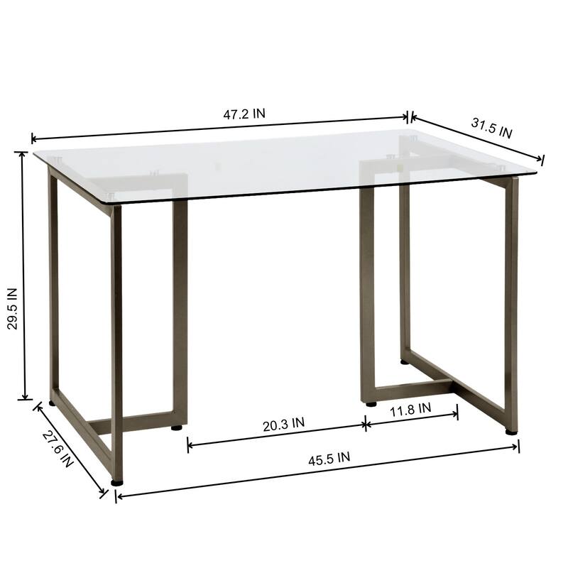 47 in.Tempered Glass Top Gold Base Elegant Dining Table