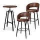 preview thumbnail 42 of 50, Glitzhome Modern 3-Piece Adjustable Bar Table Faux Leather Stool Pub Sets Brown