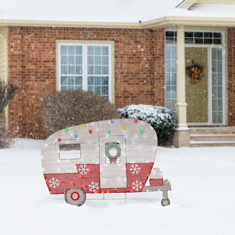 National Tree Company 32 in. Pre-Lit Christmas Camper - Red - 32 in