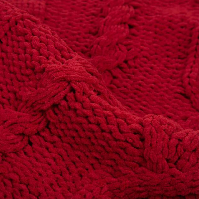 Glitzhome 52"D Knitted Polyester Christmas Tree Skirt