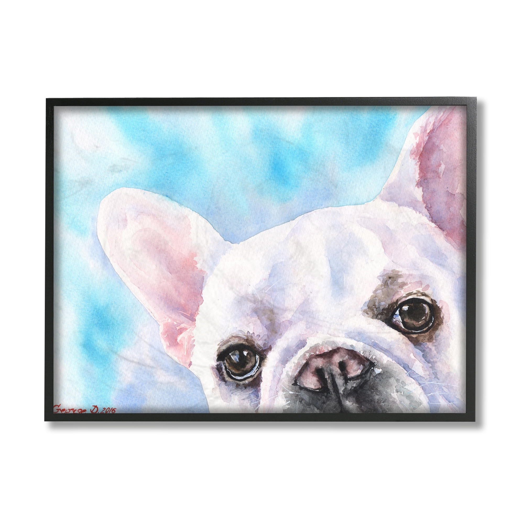 Stupell Industries Cute French Bulldog Puppy Sitting on Glam Bookstack Canvas Wall Art - Multi-Color - 24 x 30