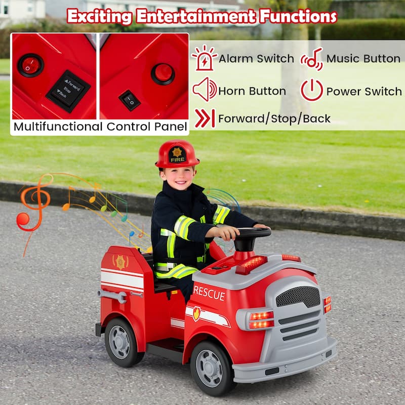 12V Kids Electric Ride On Car with Steering Wheel, Pedal, Music, Safety Belt and Toy Accessories - 19" × 34" × 20.5"