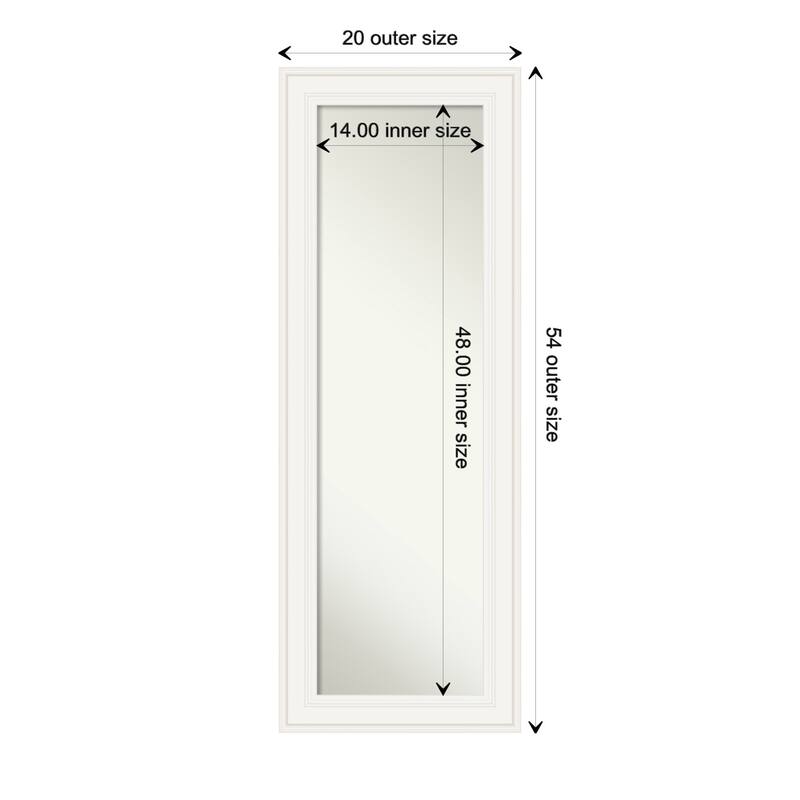 Non-Beveled Full Length On The Door Mirror 53.5 x 19.5 in. - Ridge Frame - Ridge White - 20 x 54 in