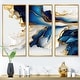 preview thumbnail 1 of 9, Designart "Abstract Geode Gold And Blue Marble Shape III" Modern Geometric Framed Canvas Art Print - 3 Panels 36 in. wide x 28 in. high - 3 Panels - Gold