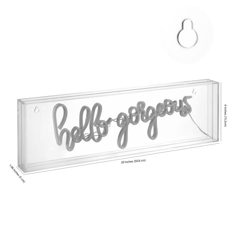 Treat Gorgerous 20" Contemporary Glam Acrylic Box USB Operated LED Neon Light, Yellow by JONATHAN Y - 1 Bulb