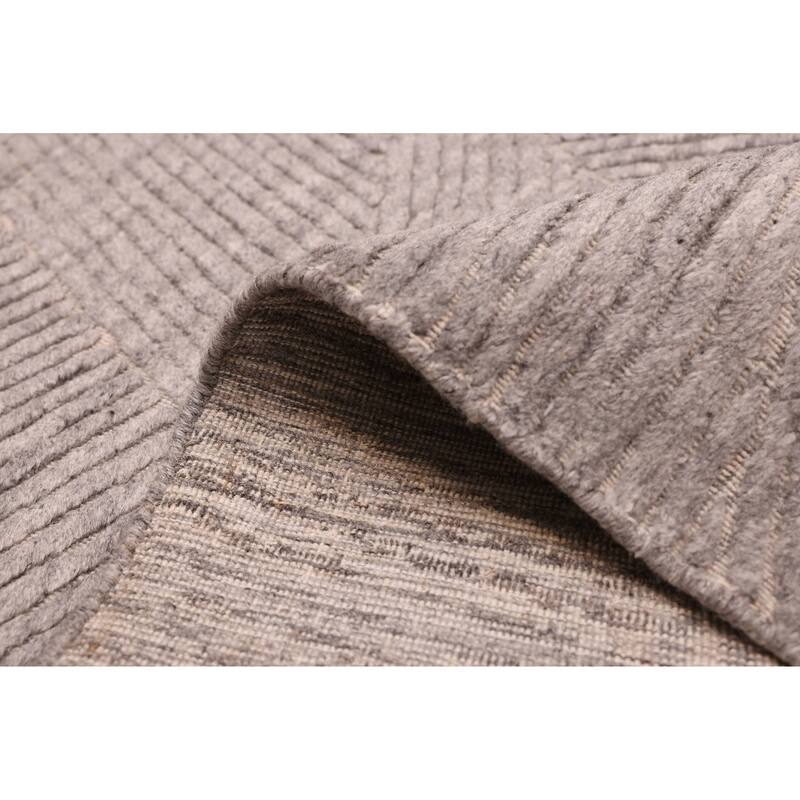 ECARPETGALLERY Hand Loomed Elysian Grey Wool Rug - 8'0 x 9'8