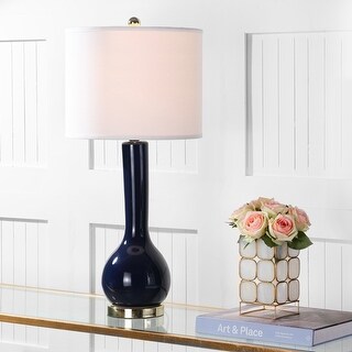 Safavieh Mae Long Neck Ceramic Navy Table Lamps
