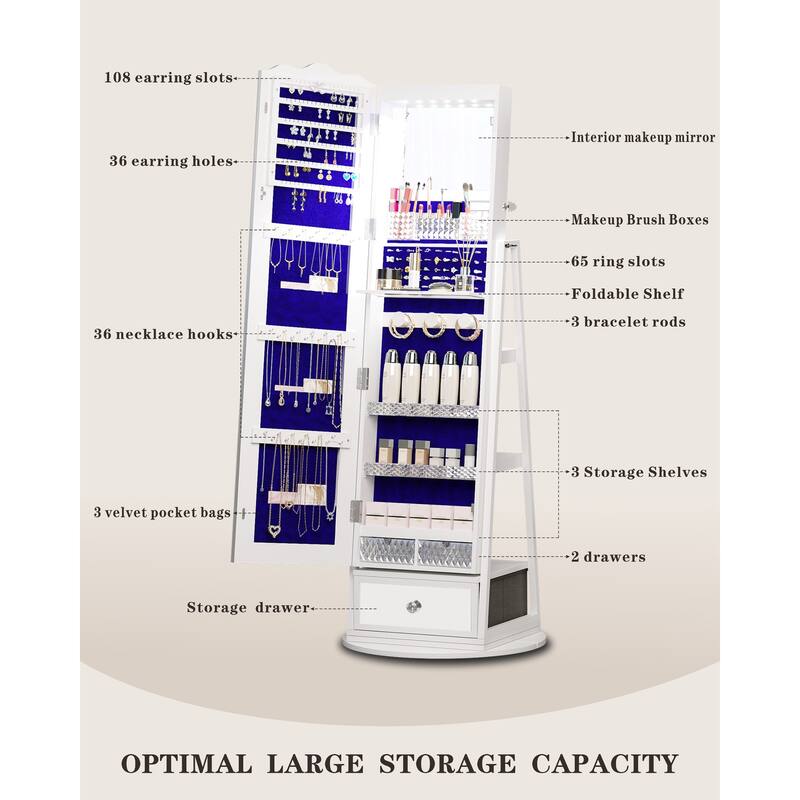 Full-length Mirror Jewelry Armoire - N/A
