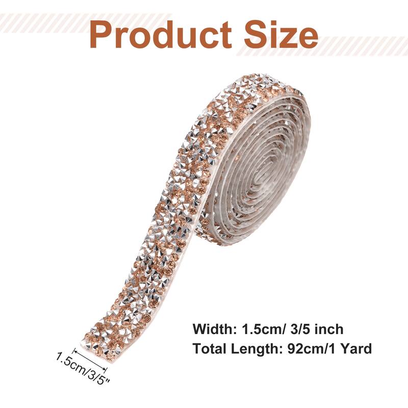 Crystal Rhinestone Sticker Ribbon - Silver Champagne - 3/5 Inch