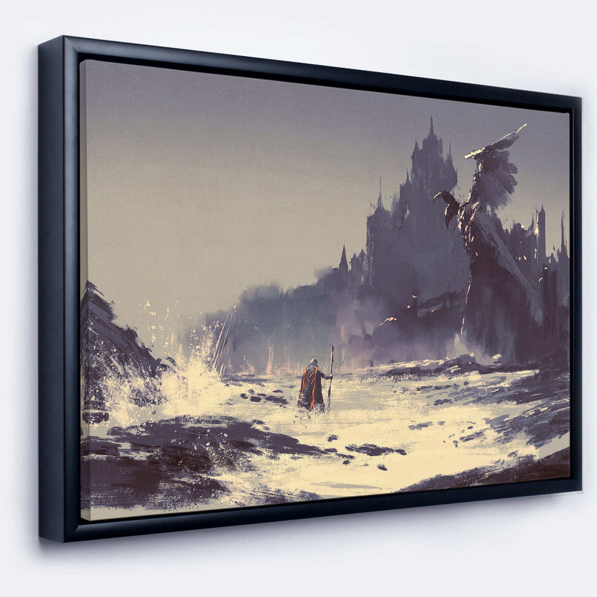 Shop Designart Dark Fantasy Castle Landscape Painting Framed