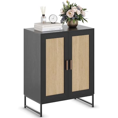 Rattan Storage Cabinet with Large Drawer Buffet Adjustable Shelf