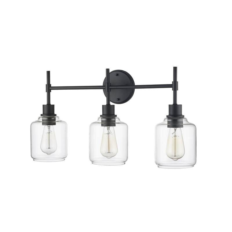 Millennium Lighting Asheville Bathroom Vanity Fixture in Matte Black with Clear Glass Shades