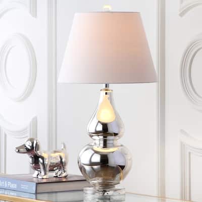 SAFAVIEH Lighting 27-inch Cybil Double Gourd Silver Table Lamp (Set of 2) - 14"x14"x26"