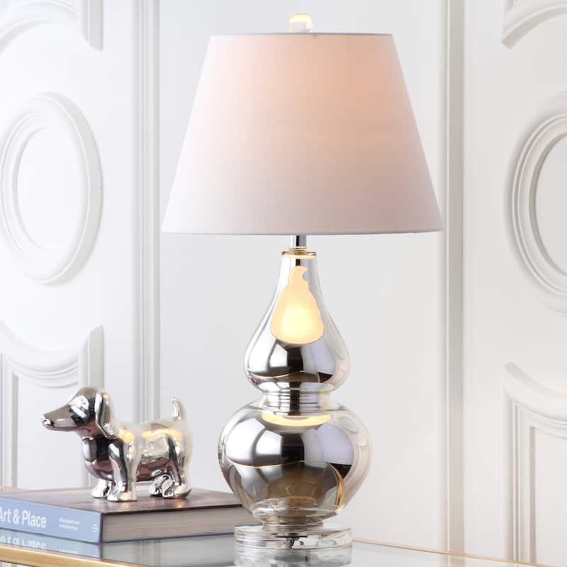 SAFAVIEH Lighting Demetria 27-inch Double Gourd White Table Lamp (Set of 2) - 14"x14"x26" - 14Wx14Dx26H