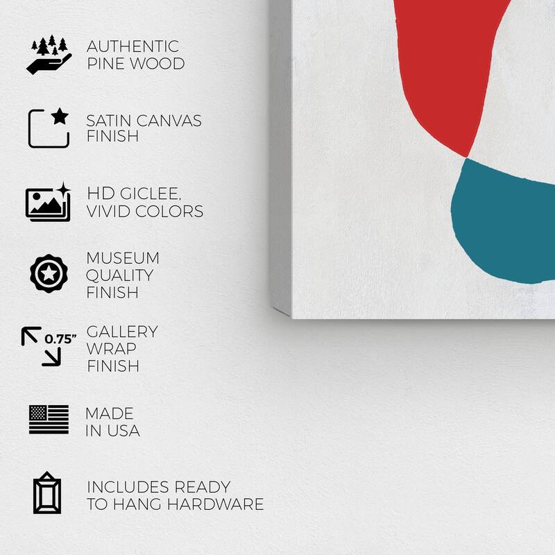 Wynwood Studio Canvas Abstract Geo Shapes II Red and Scarlet Modern & Contemporary Wall Art Canvas Print