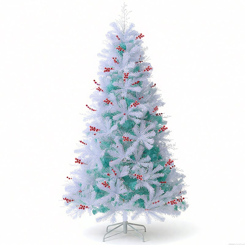 Costway 6 FT Pre-lit Artificial Christmas Tree with 599 Branch Tips & - Peacock Blue & White