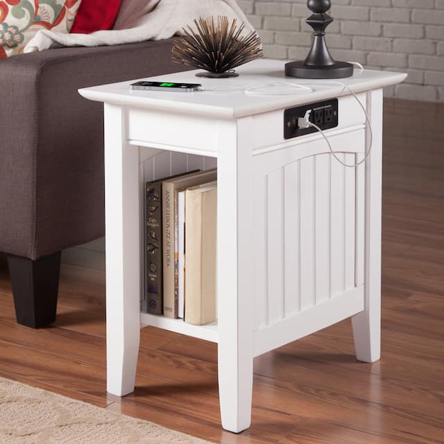 Nantucket White Solid Wood Side Table