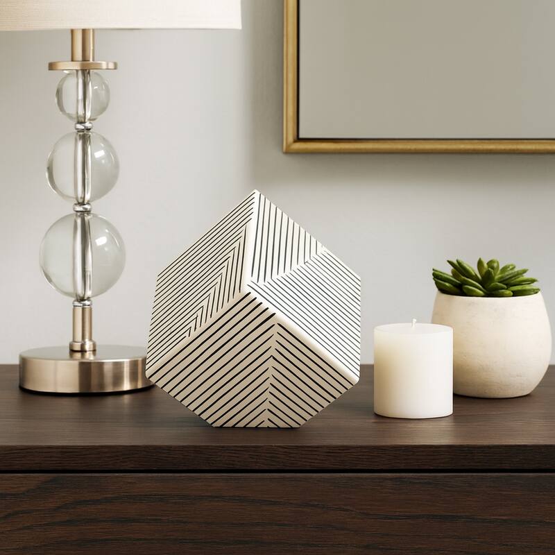 Resin Wood Modern Decorative Object Cube for Home Decor - 4" Black - 4" x 4" x 4"