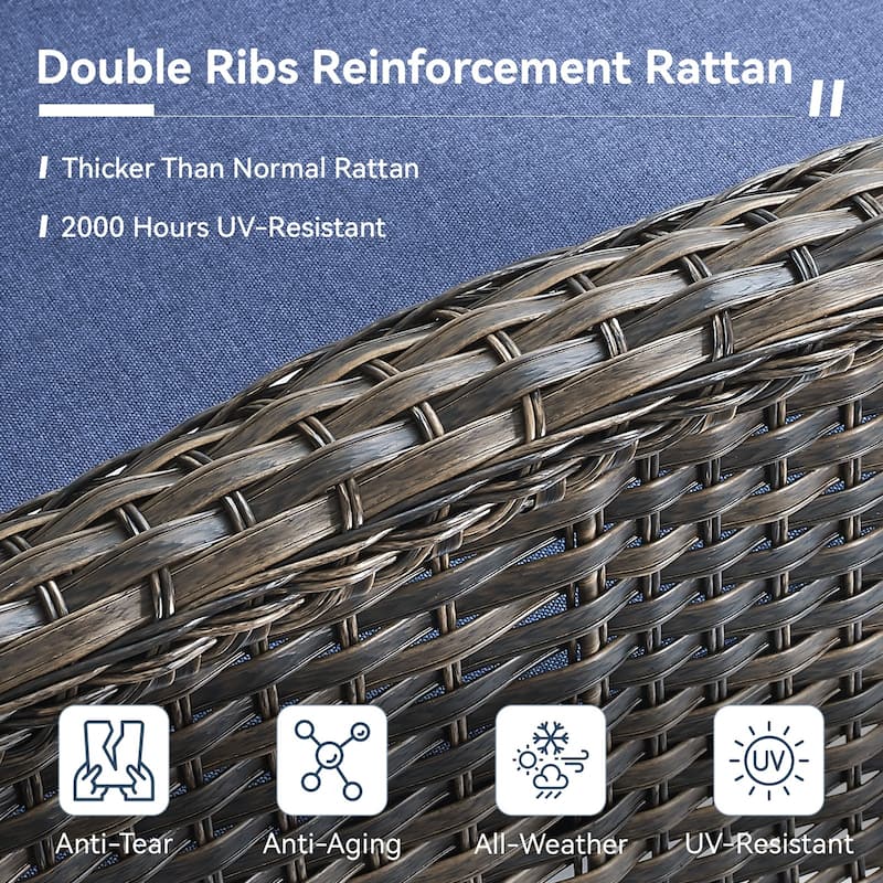 Gymojoy 3-Seat Outdoor Wicker Sofa with Professional Outdoor Cushions