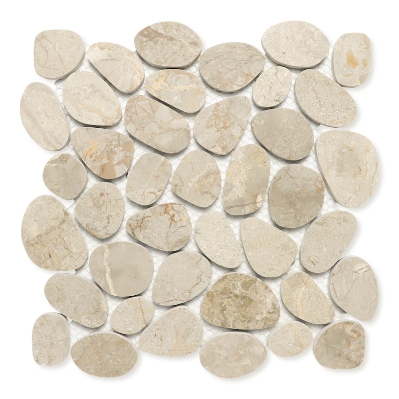 Seadrift 12 in. x 12 in. Budi Creme Honed Marble Mosaic Wall Tile